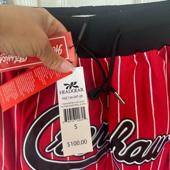 Headgear Men’s Red & White Pinstripe Crenshaw Basketball Shorts Size Small NWT - Picture 3 of 3